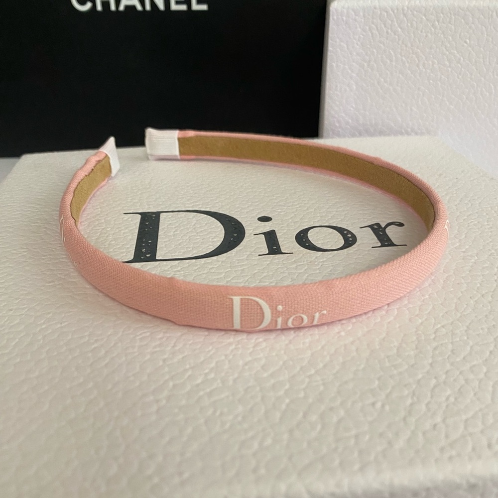 Dior Pink Ribbon Logo Fabric Headband